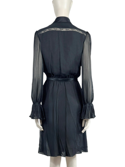 Valentino Fall 2005 Look 9 Black crepe silk shirt dress