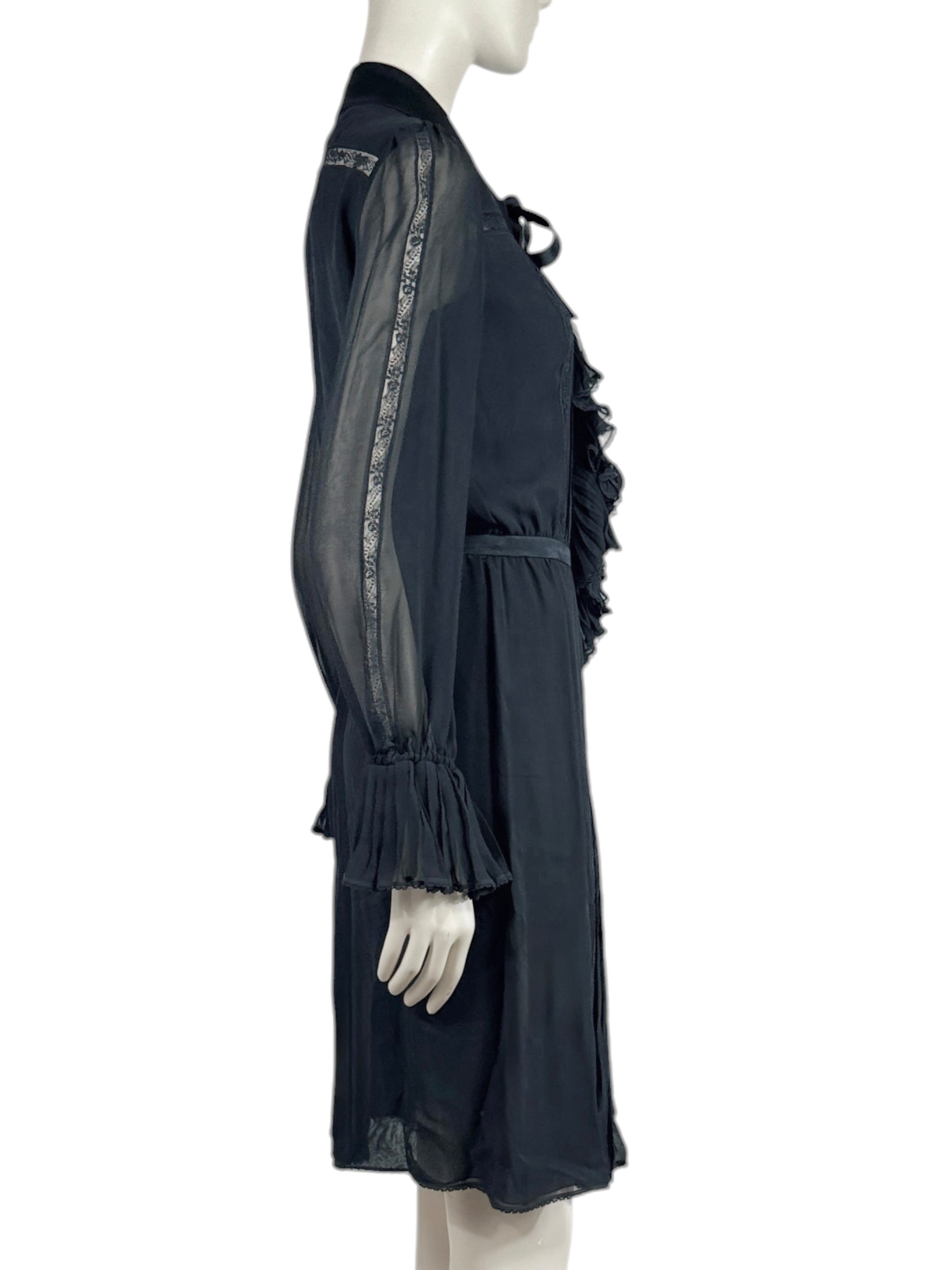 Valentino Fall 2005 Look 9 Black crepe silk shirt dress