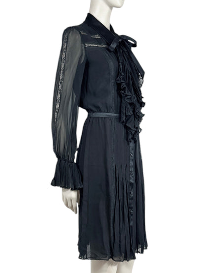Valentino Fall 2005 Look 9 Black crepe silk shirt dress