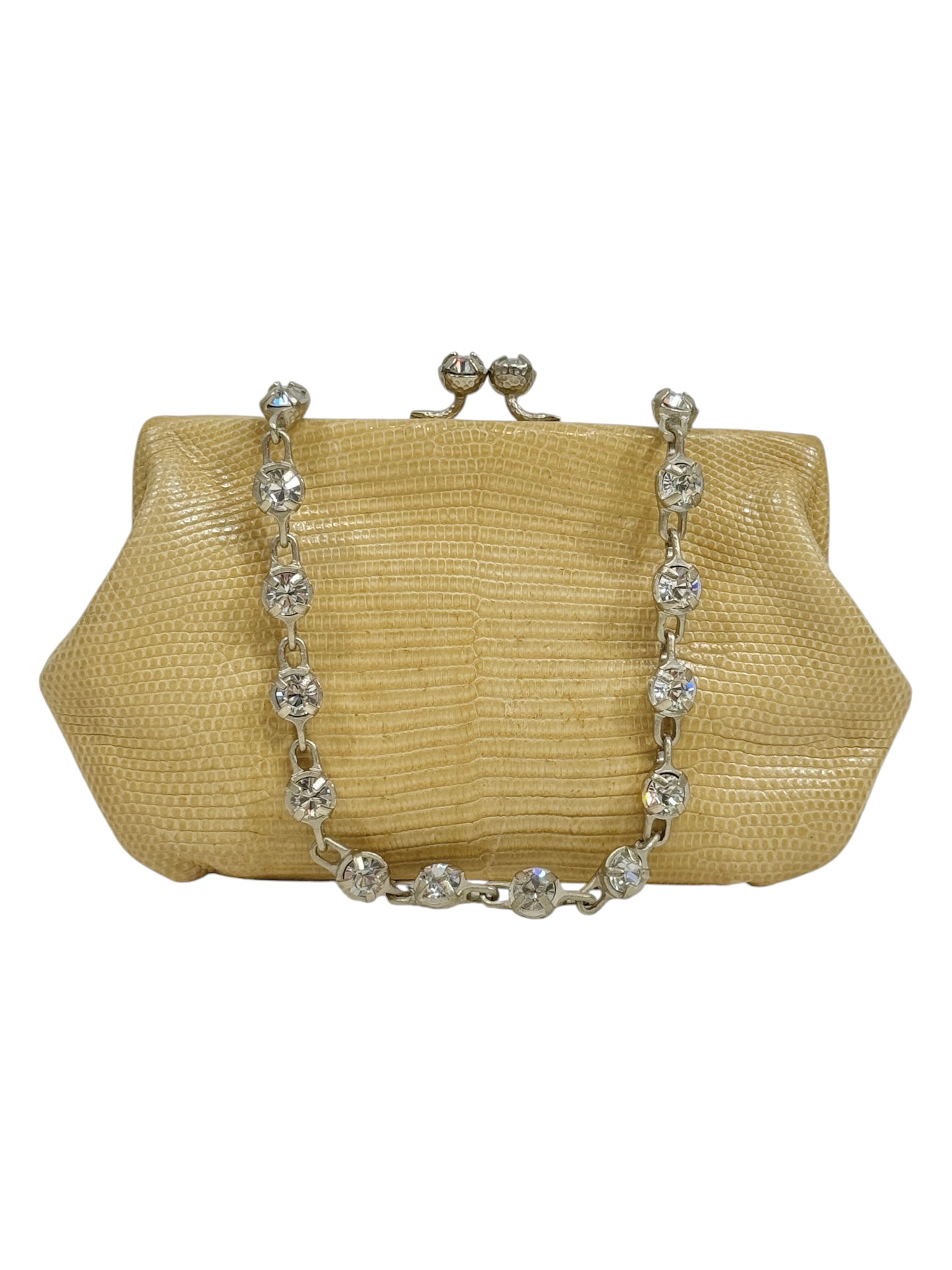 Valentino Garavani Beige Lizard evening bag
