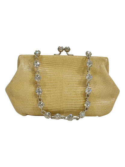 Valentino Garavani Beige Lizard evening bag