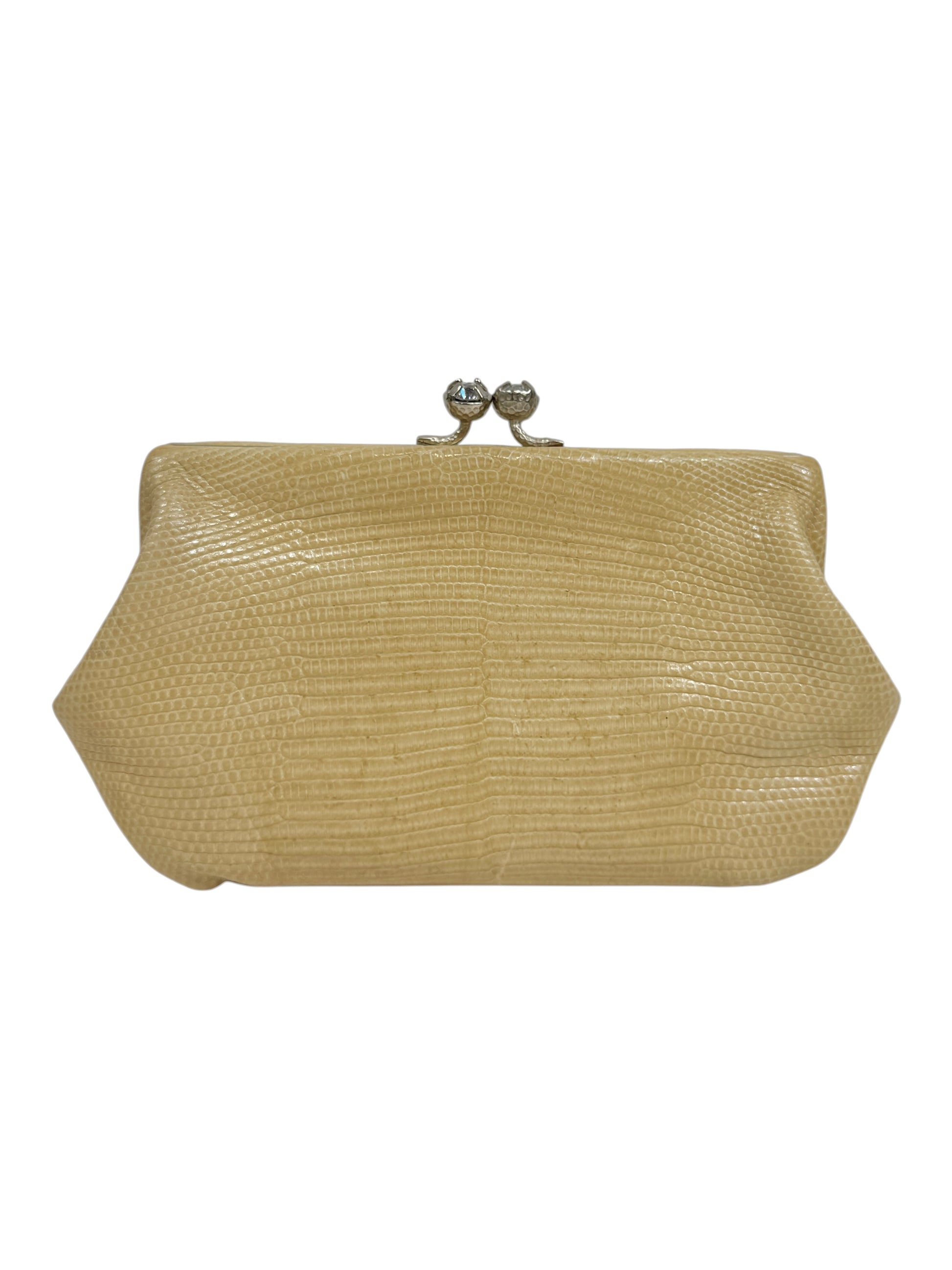 Valentino Garavani Beige Lizard evening bag