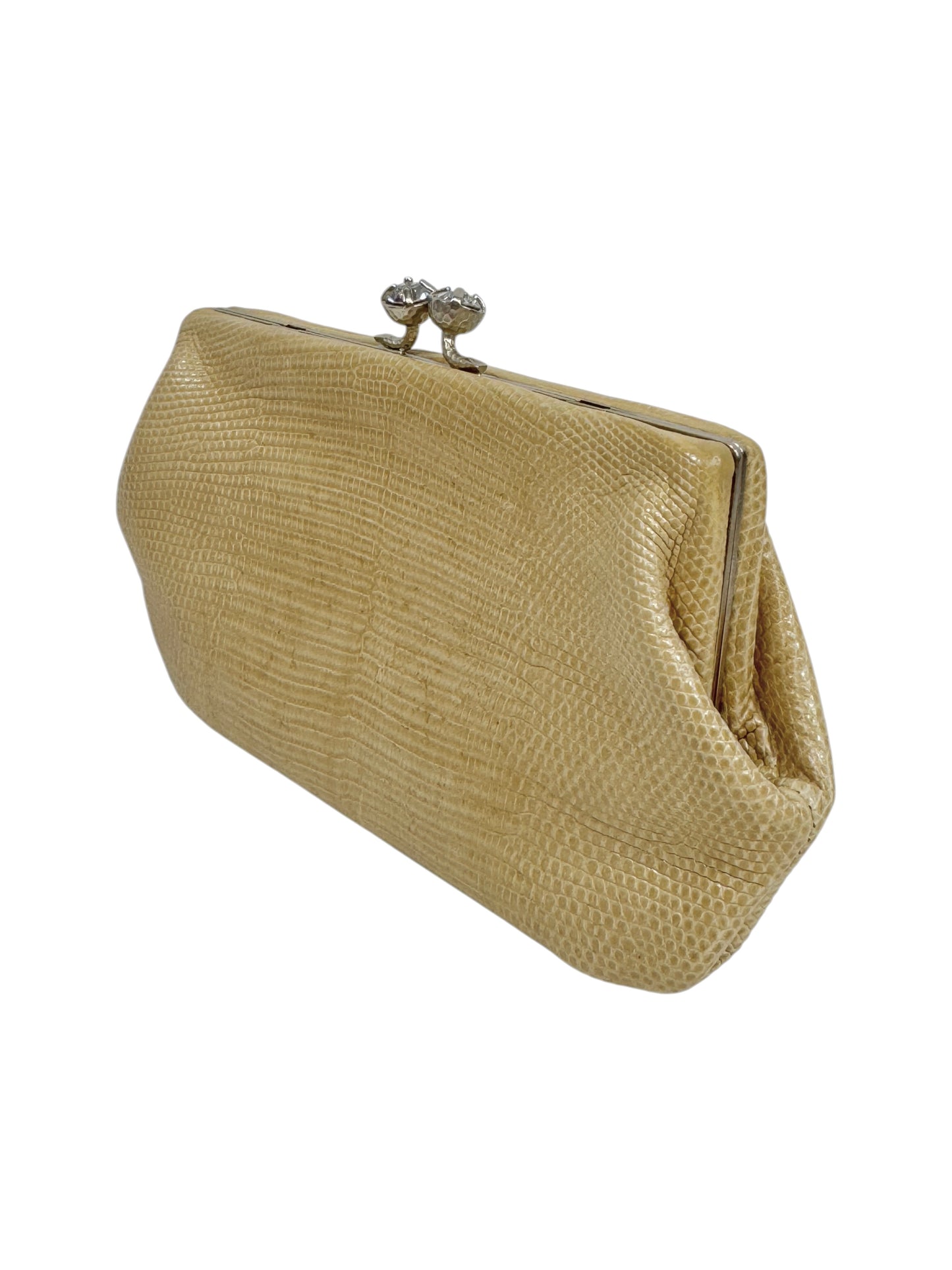 Valentino Garavani Beige Lizard evening bag