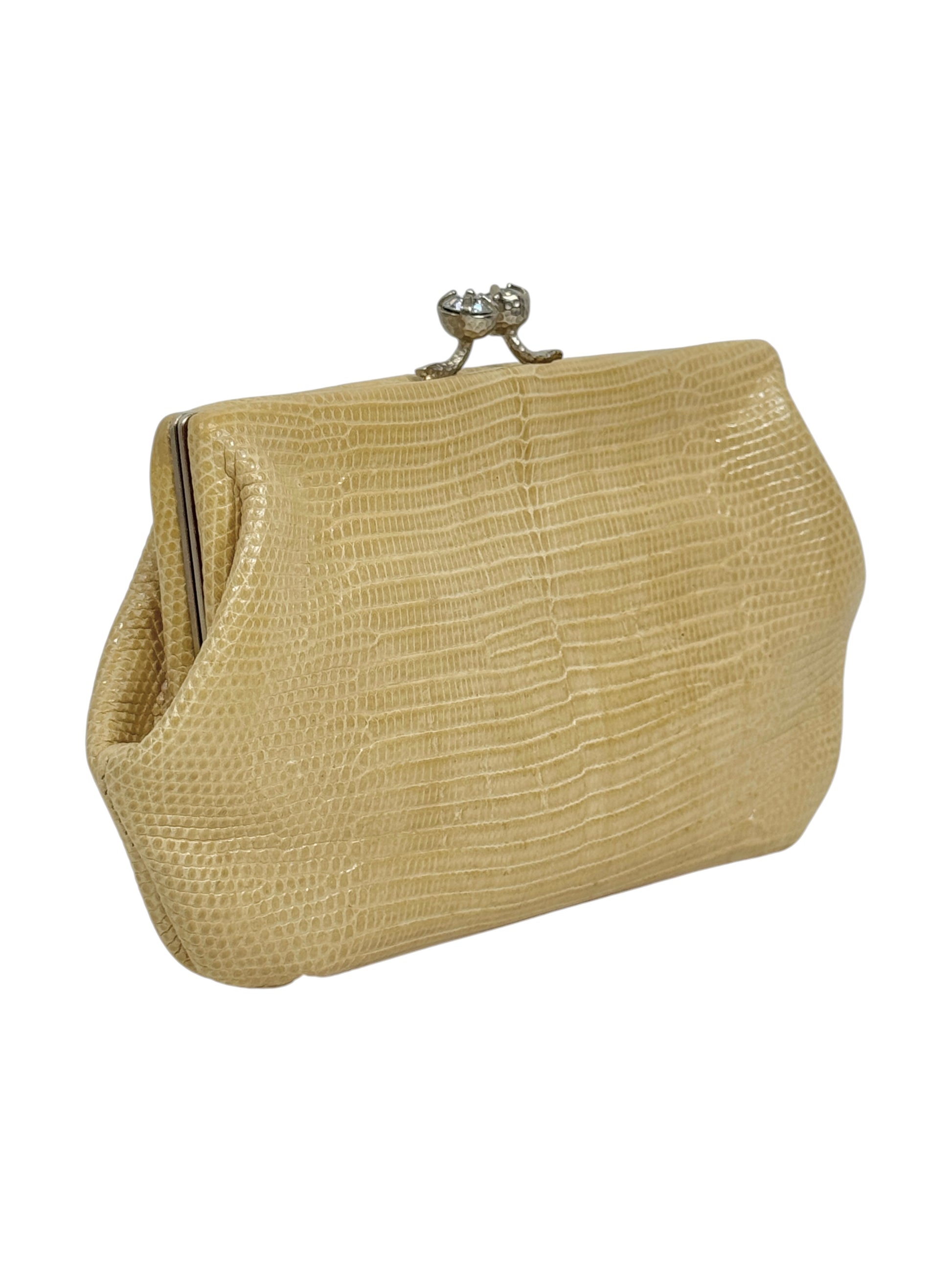 Valentino Garavani Beige Lizard evening bag