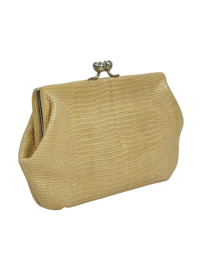 Valentino Garavani Beige Lizard evening bag