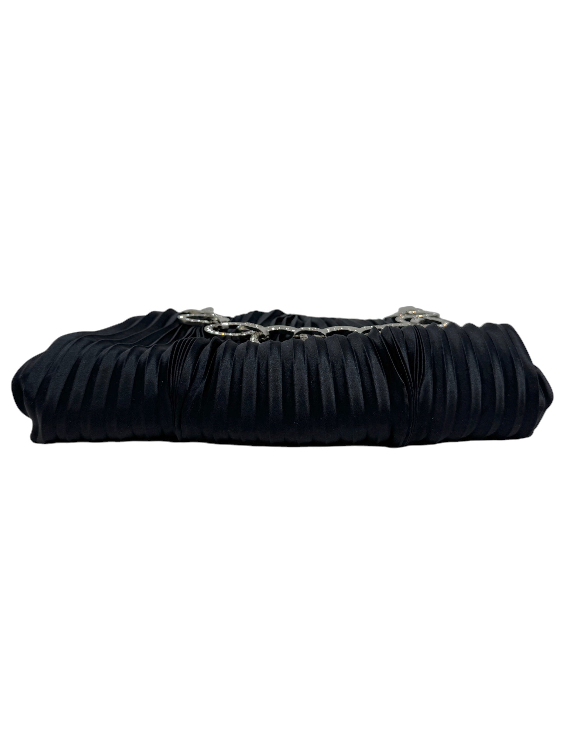 Valentino Garavani Black pleated silk shoulder bag