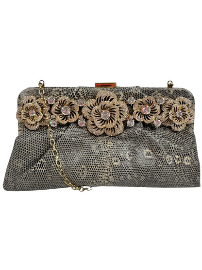 Valentino Garavani Couture Spring 2006 Lizard rhinestones flowers clutch