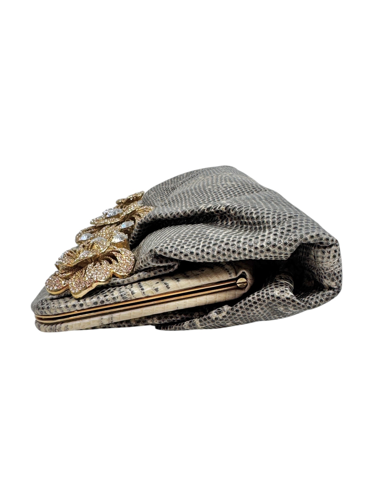 Valentino Garavani Couture Spring 2006 Lizard rhinestones flowers clutch