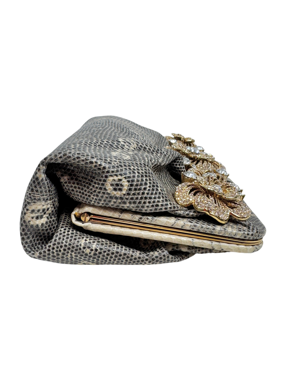 Valentino Garavani Couture Spring 2006 Lizard rhinestones flowers clutch