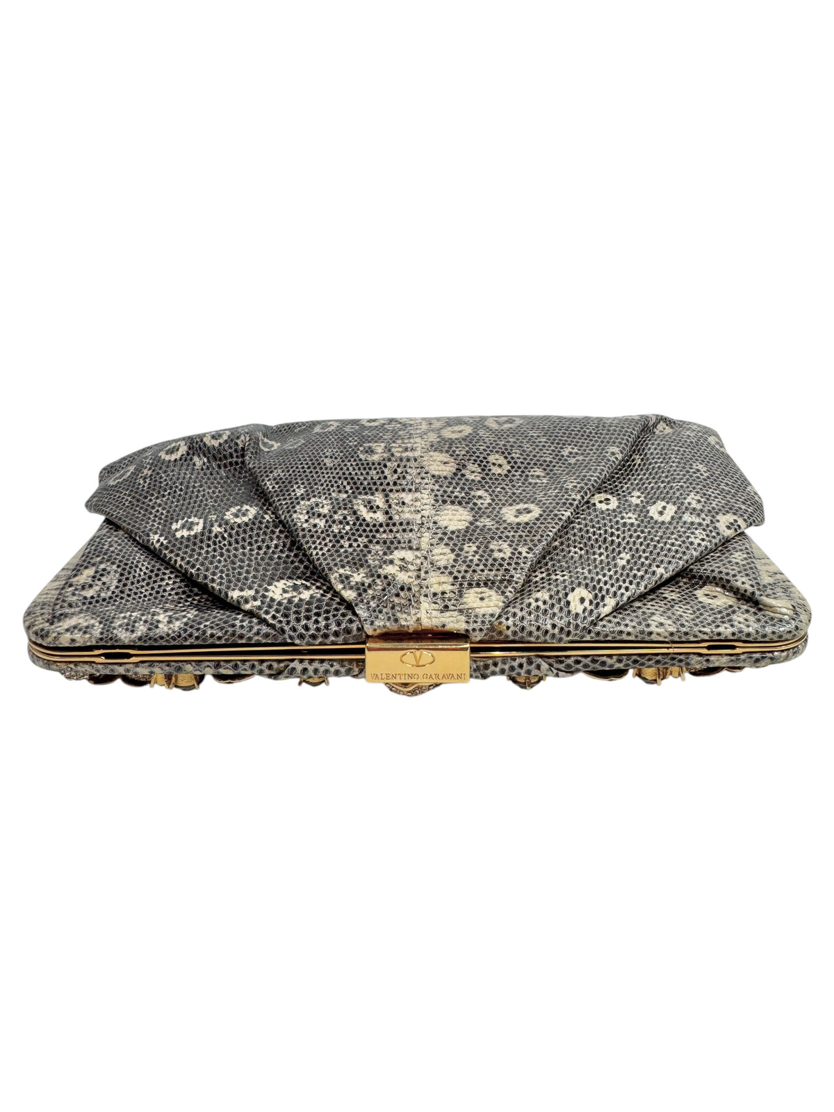 Valentino Garavani Couture Spring 2006 Lizard rhinestones flowers clutch