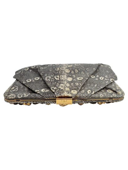 Valentino Garavani Couture Spring 2006 Lizard rhinestones flowers clutch