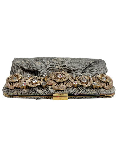 Valentino Garavani Couture Spring 2006 Lizard rhinestones flowers clutch