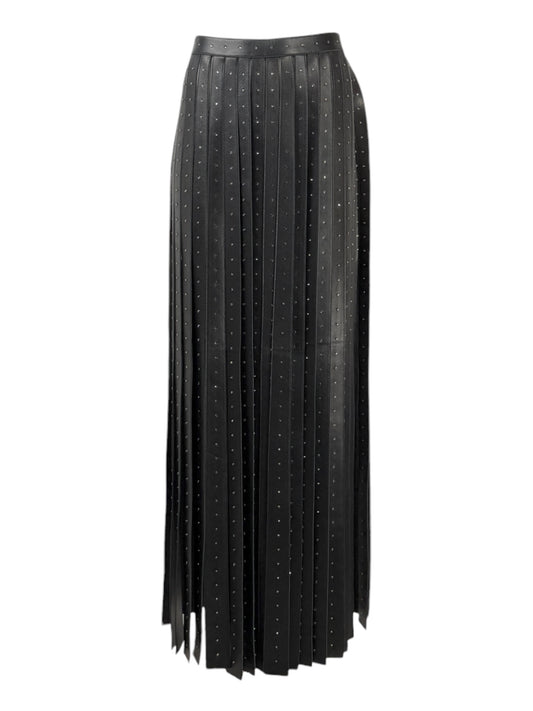 Valentino Maria Grazia Chiuri & Pierpaolo Piccioli - Spring/Summer 2016  - Long black lambskin leather skirt with crystal-embellished fringe
