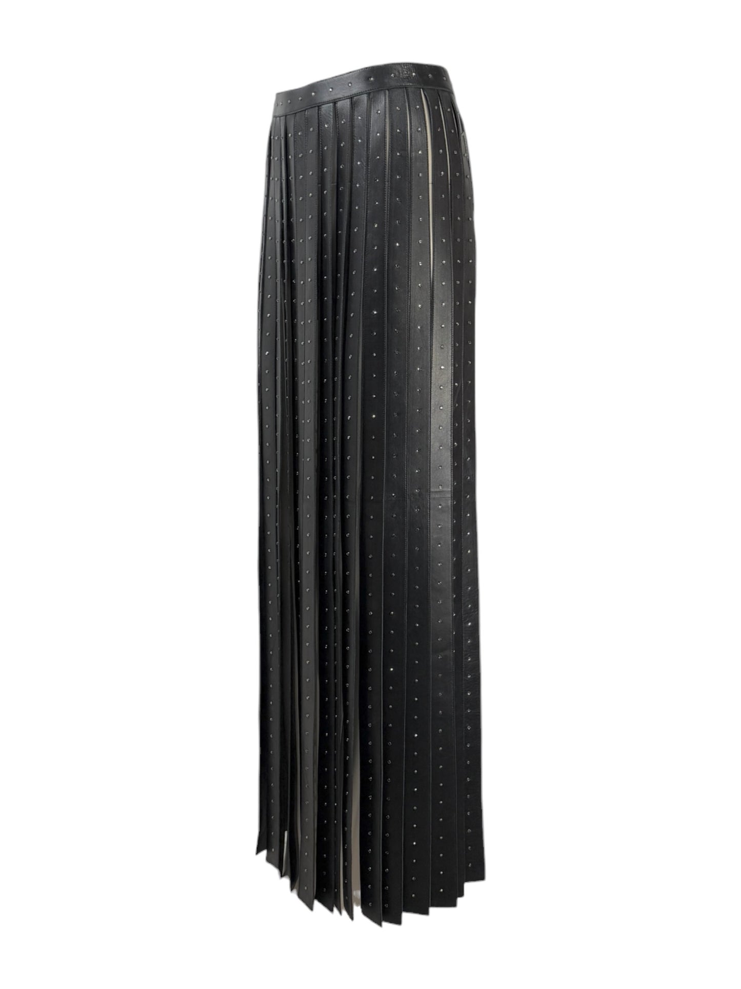 Valentino Maria Grazia Chiuri & Pierpaolo Piccioli - Spring/Summer 2016  - Long black lambskin leather skirt with crystal-embellished fringe 1