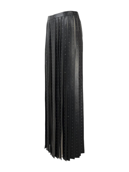 Valentino Maria Grazia Chiuri & Pierpaolo Piccioli - Spring/Summer 2016  - Long black lambskin leather skirt with crystal-embellished fringe 1