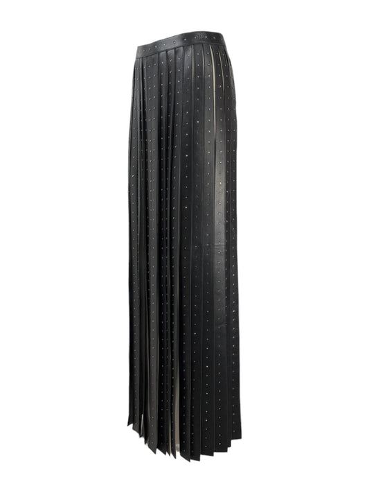 Valentino Maria Grazia Chiuri & Pierpaolo Piccioli - Spring/Summer 2016  - Long black lambskin leather skirt with crystal-embellished fringe 1