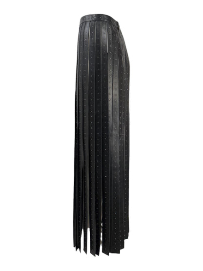 Valentino Maria Grazia Chiuri & Pierpaolo Piccioli - Spring/Summer 2016  - Long black lambskin leather skirt with crystal-embellished fringe 2