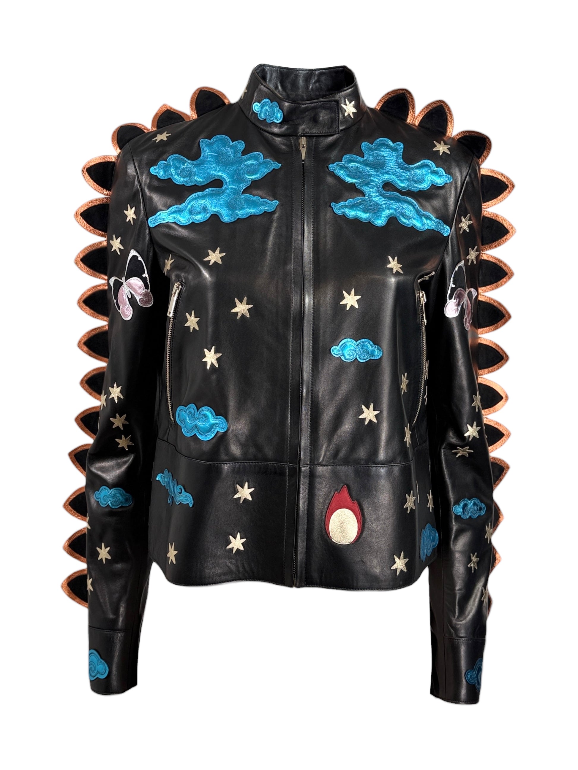 Valentino Maria Grazia Chiuri Pierpaolo Piccioli Prefall 2016 Look 2 black lambskin blouson