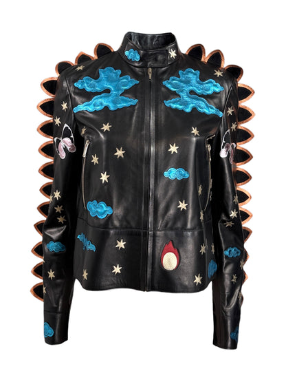 Valentino Maria Grazia Chiuri Pierpaolo Piccioli Prefall 2016 Look 2 black lambskin blouson