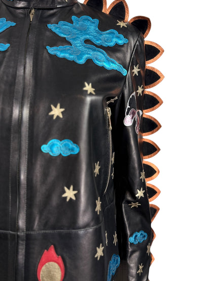 Valentino Maria Grazia Chiuri Pierpaolo Piccioli Prefall 2016 Look 2 black lambskin blouson