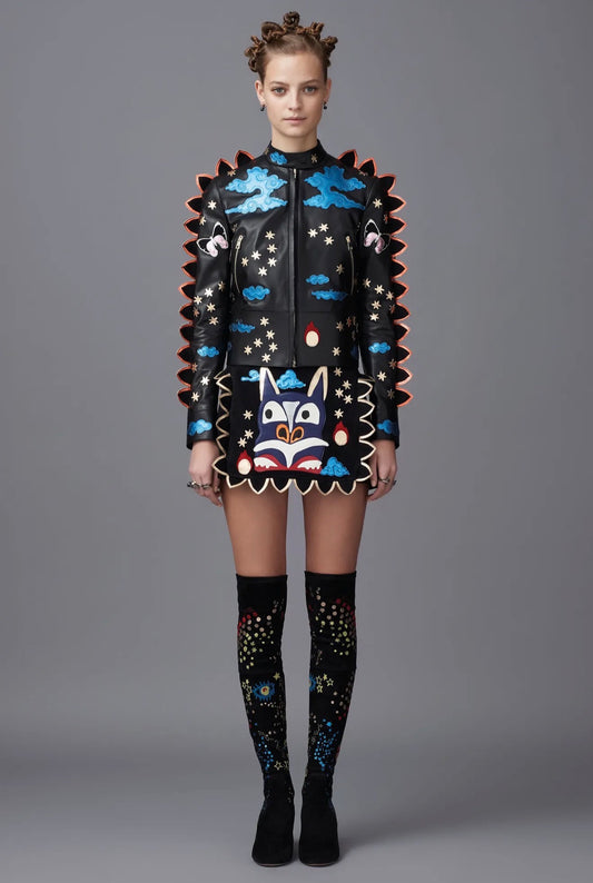 Valentino Maria Grazia Chiuri Pierpaolo Piccioli Prefall 2016 Look 2 black lambskin blouson