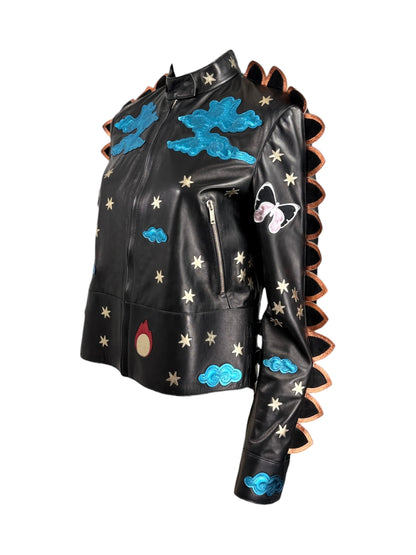 Valentino Maria Grazia Chiuri Pierpaolo Piccioli Prefall 2016 Look 2 black lambskin blouson