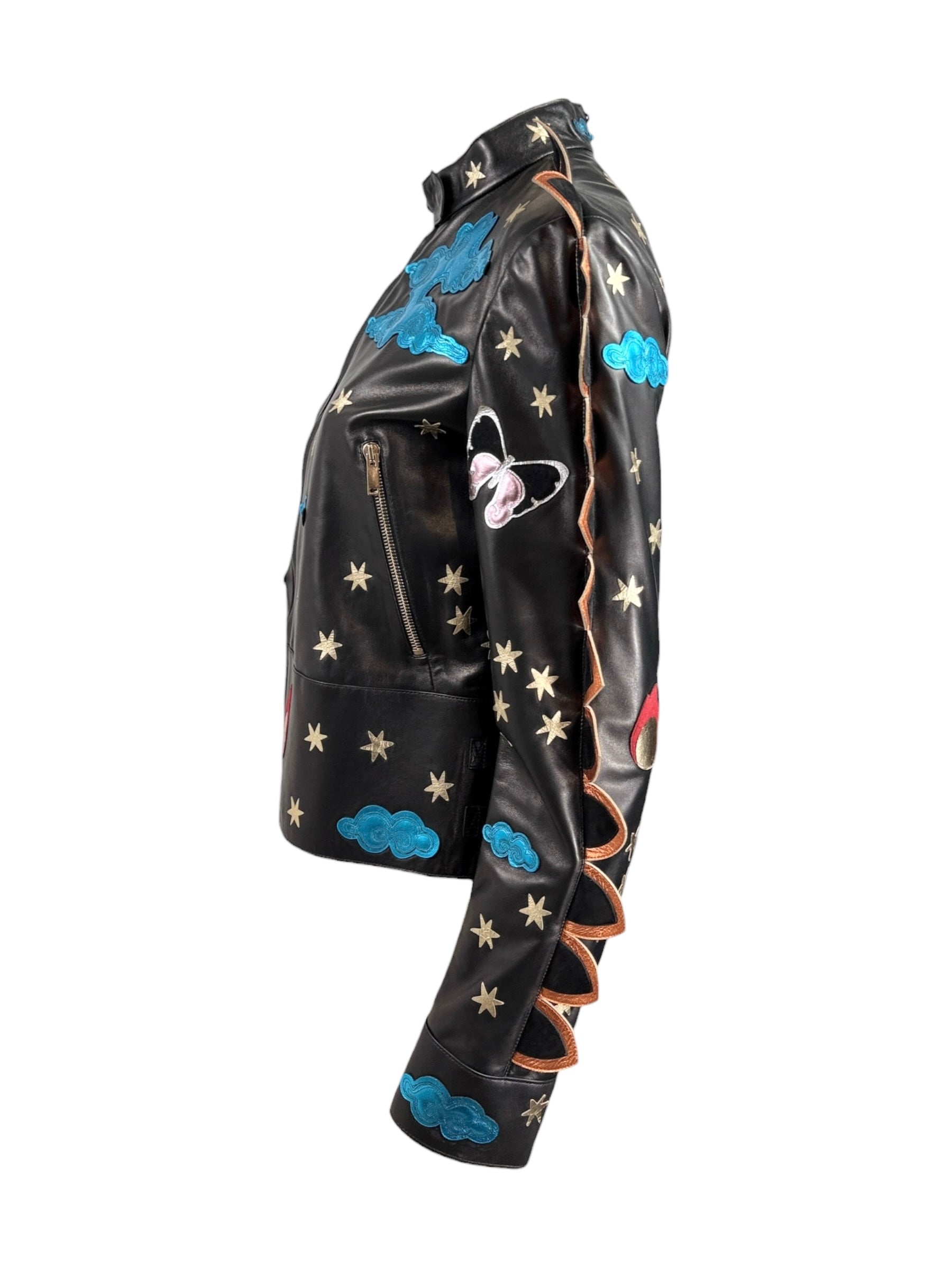 Valentino Maria Grazia Chiuri Pierpaolo Piccioli Prefall 2016 Look 2 black lambskin blouson