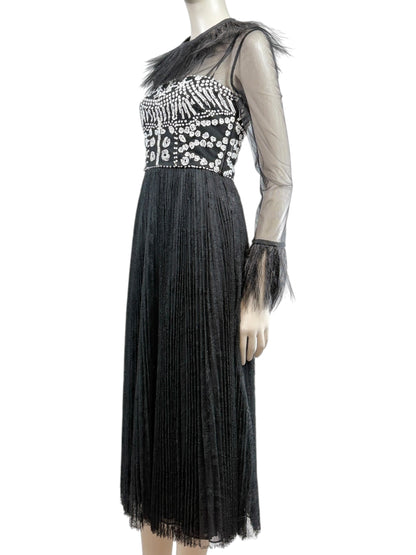 Valentino Maria Grazia Chiuri Pierpaolo Piccioli Spring 2016 Look 79 black lace tulle feathers dress