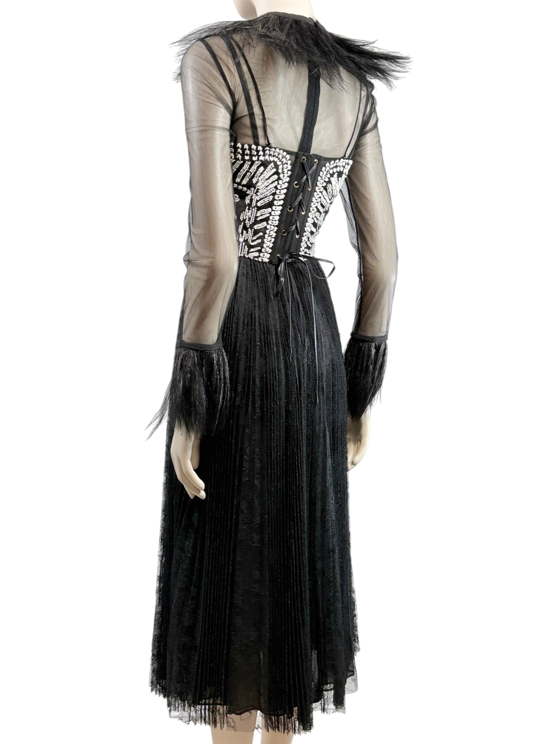 Valentino Maria Grazia Chiuri Pierpaolo Piccioli Spring 2016 Look 79 black lace tulle feathers dress