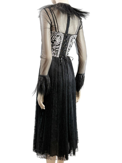 Valentino Maria Grazia Chiuri Pierpaolo Piccioli Spring 2016 Look 79 black lace tulle feathers dress