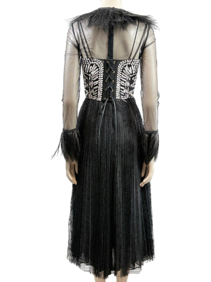 Valentino Maria Grazia Chiuri Pierpaolo Piccioli Spring 2016 Look 79 black lace tulle feathers dress