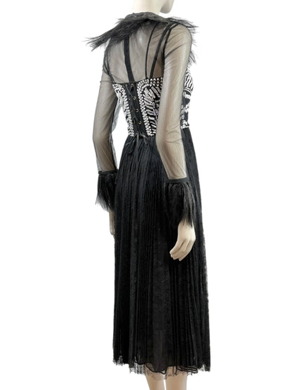 Valentino Maria Grazia Chiuri Pierpaolo Piccioli Spring 2016 Look 79 black lace tulle feathers dress