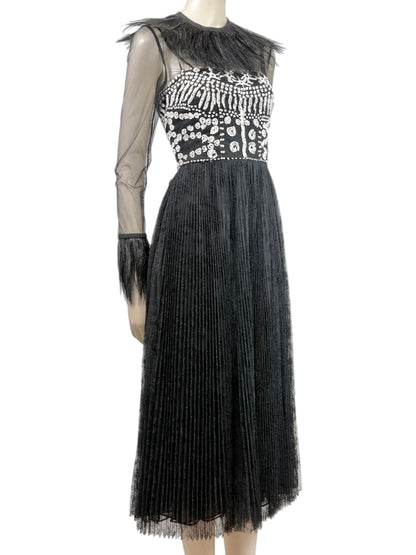 Valentino Maria Grazia Chiuri Pierpaolo Piccioli Spring 2016 Look 79 black lace tulle feathers dress