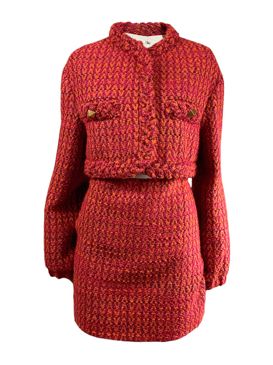 Valentino Pierpaolo Piccioli 2021 orange tweed set