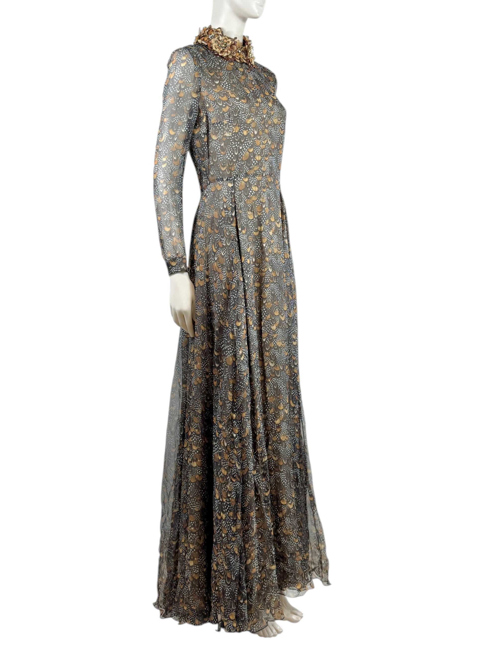 Valentino Pierpaolo Piccioli Fall 2011 Look 39 Maxi feathers dress crepe silk