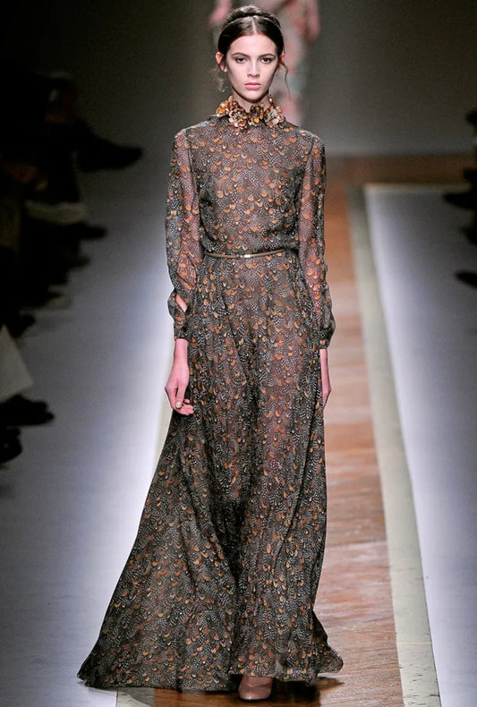
Valentino Pierpaolo Piccioli Fall 2011 Look 39 Maxi feathers dress crepe silk