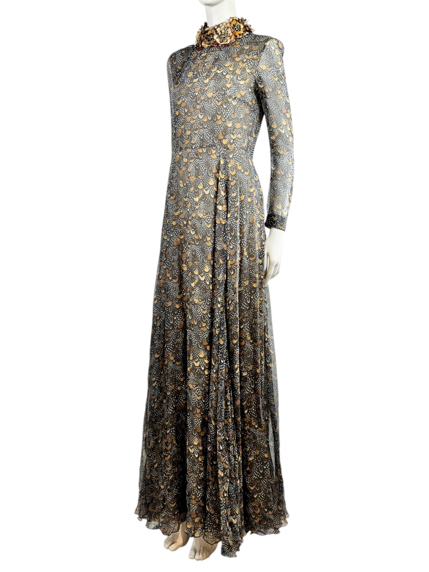 Valentino Pierpaolo Piccioli Fall 2011 Look 39 Maxi feathers dress crepe silk