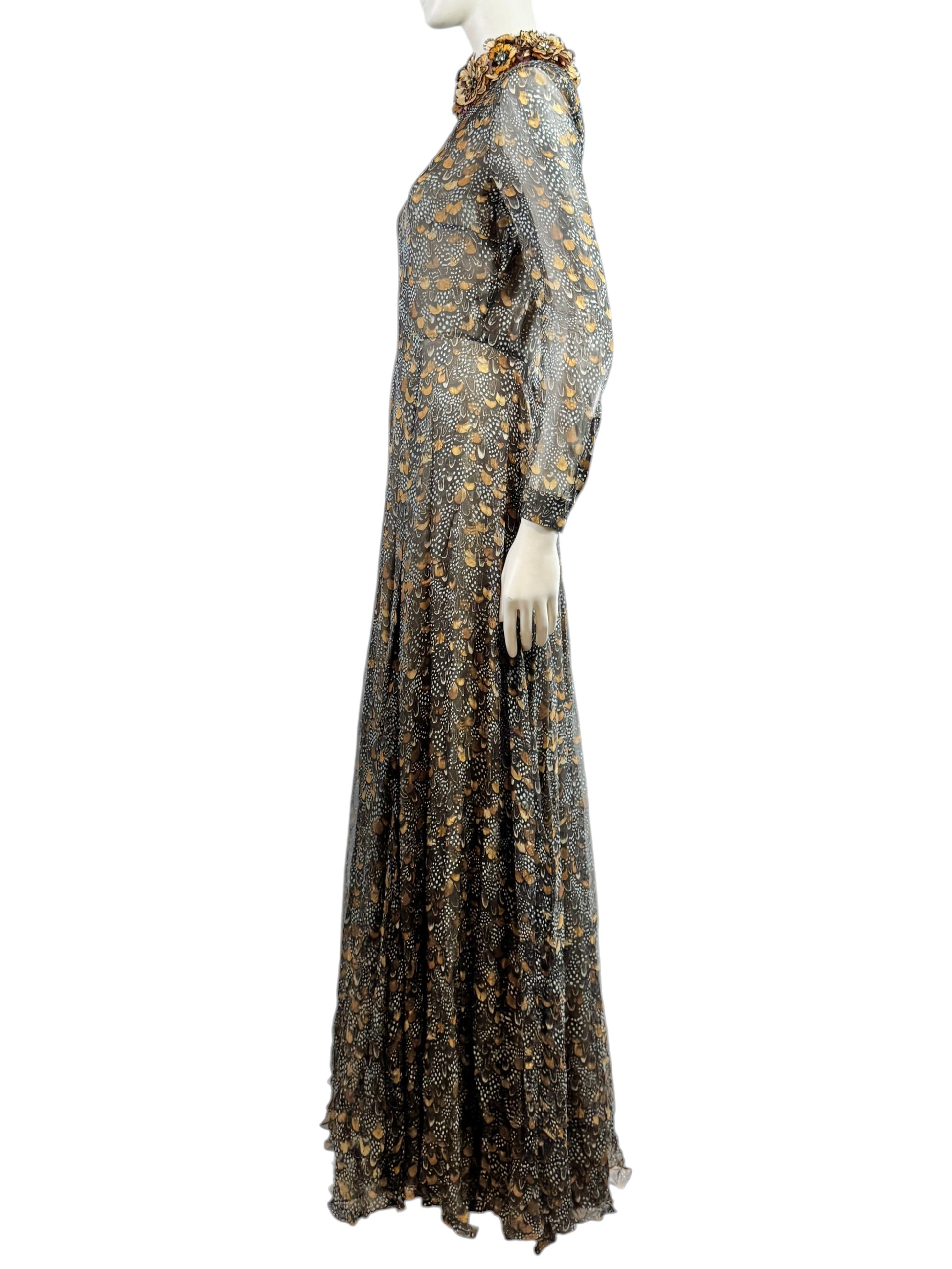 Valentino Pierpaolo Piccioli Fall 2011 Look 39 Maxi feathers dress crepe silk