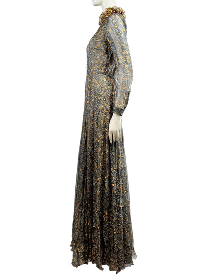Valentino Pierpaolo Piccioli Fall 2011 Look 39 Maxi feathers dress crepe silk