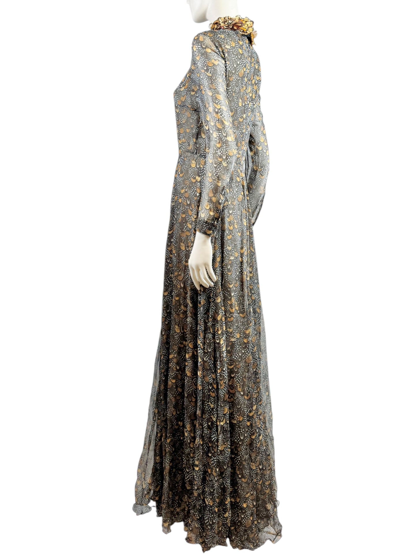Valentino Pierpaolo Piccioli Fall 2011 Look 39 Maxi feathers dress crepe silk