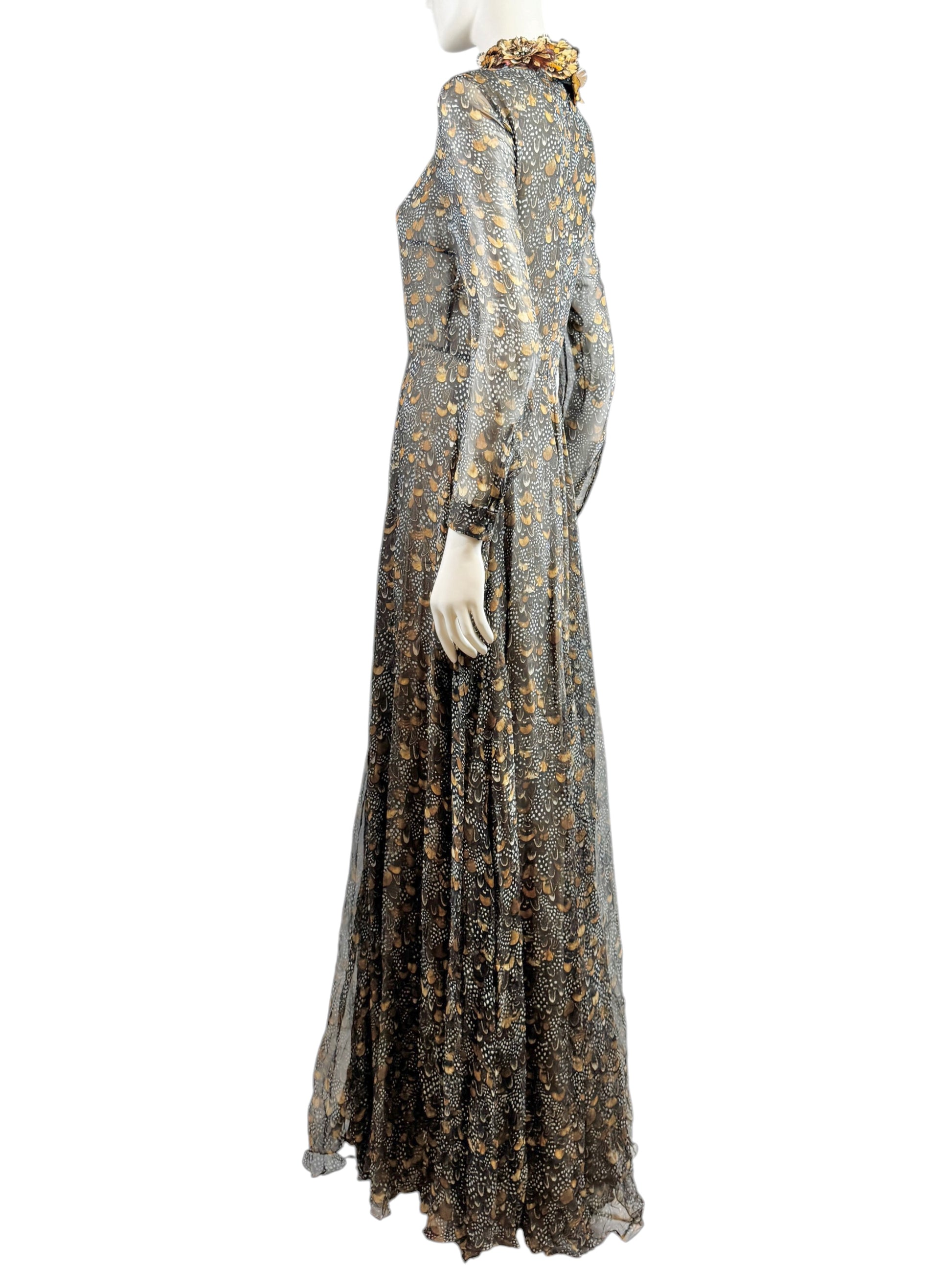 Valentino Pierpaolo Piccioli Fall 2011 Look 39 Maxi feathers dress crepe silk