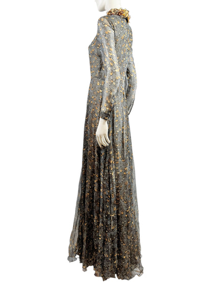 Valentino Pierpaolo Piccioli Fall 2011 Look 39 Maxi feathers dress crepe silk