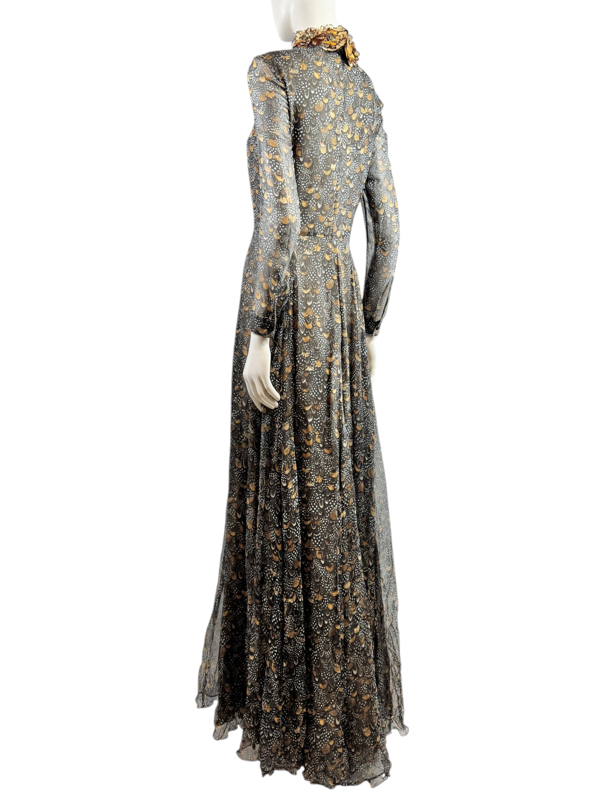 Valentino Pierpaolo Piccioli Fall 2011 Look 39 Maxi feathers dress crepe silk