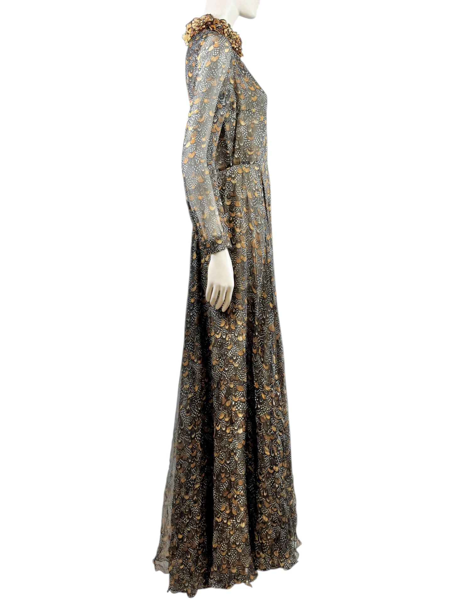 Valentino Pierpaolo Piccioli Fall 2011 Look 39 Maxi feathers dress crepe silk