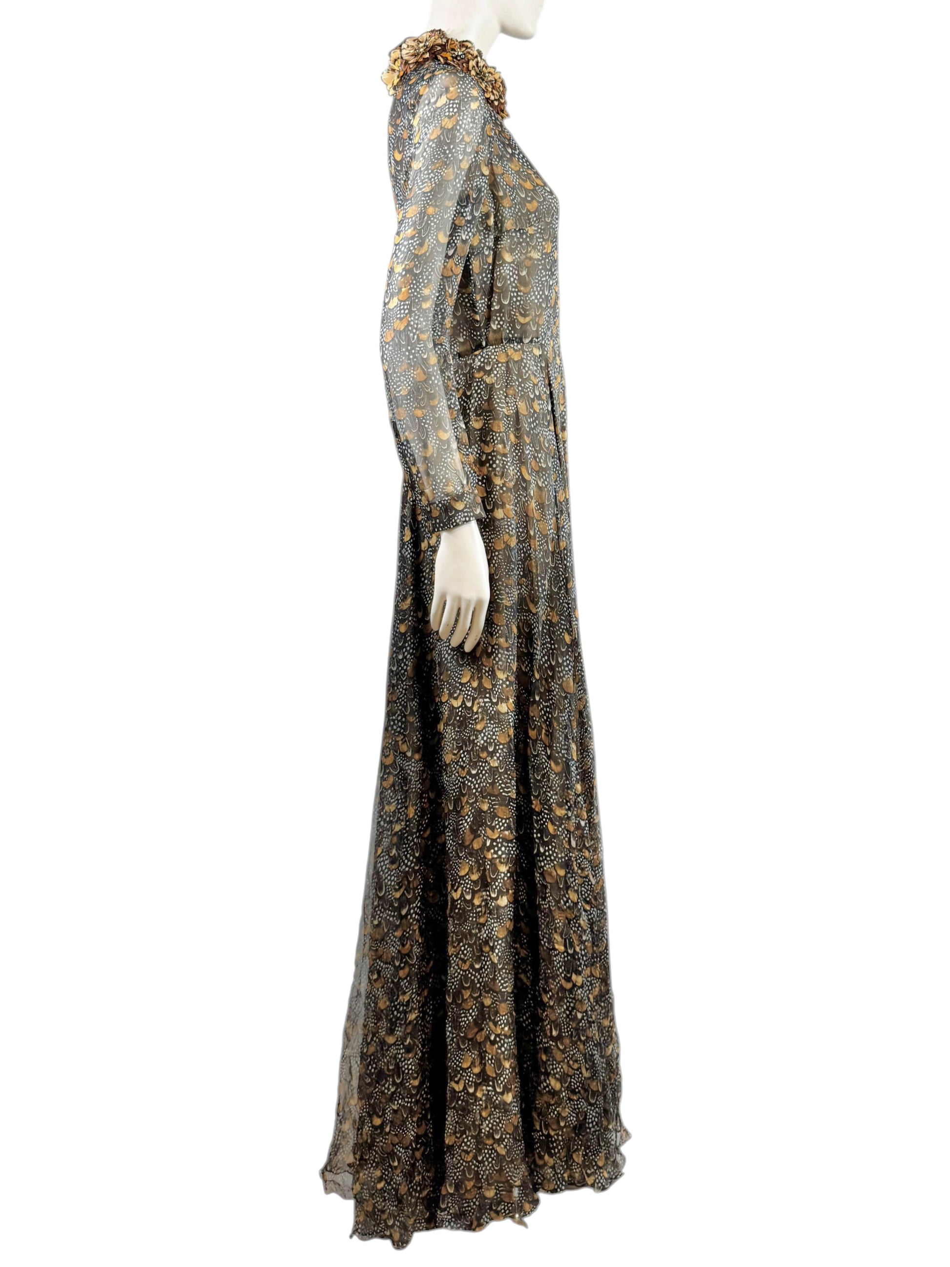 Valentino Pierpaolo Piccioli Fall 2011 Look 39 Maxi feathers dress crepe silk