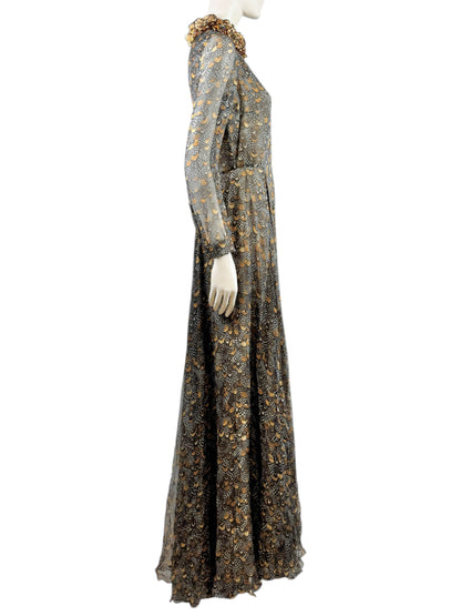 Valentino Pierpaolo Piccioli Fall 2011 Look 39 Maxi feathers dress crepe silk