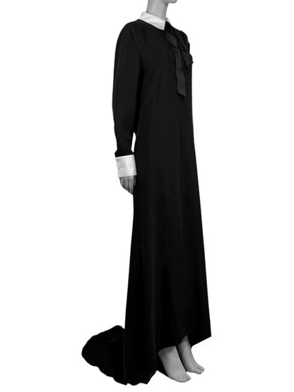 Valentino Pierpaolo Piccioli Fall 2023 Look 72 Maxi train black tie dress
