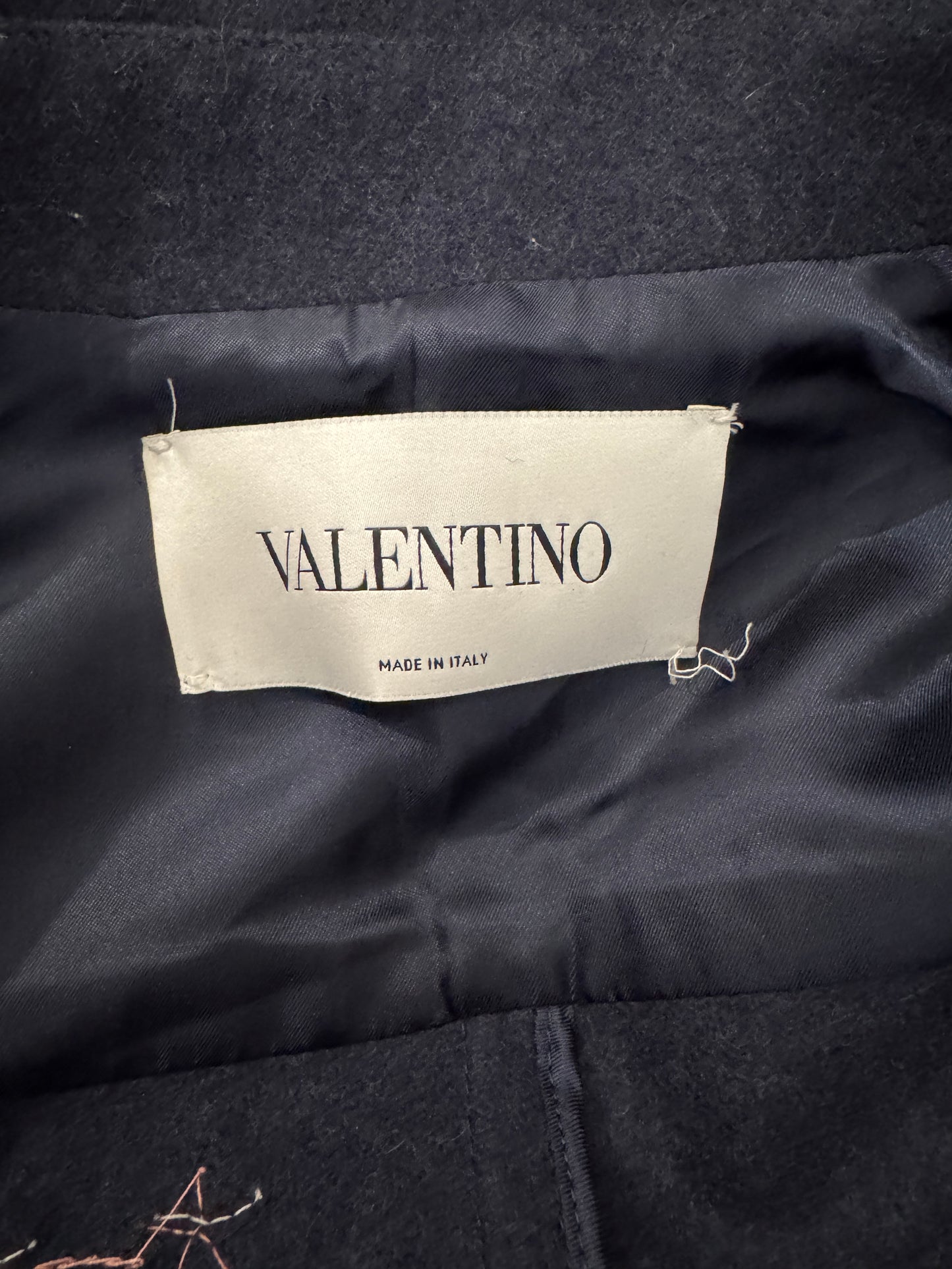 Valentino Pierpaolo Piccioli Prefall 2016 Navy embroidered peacoat