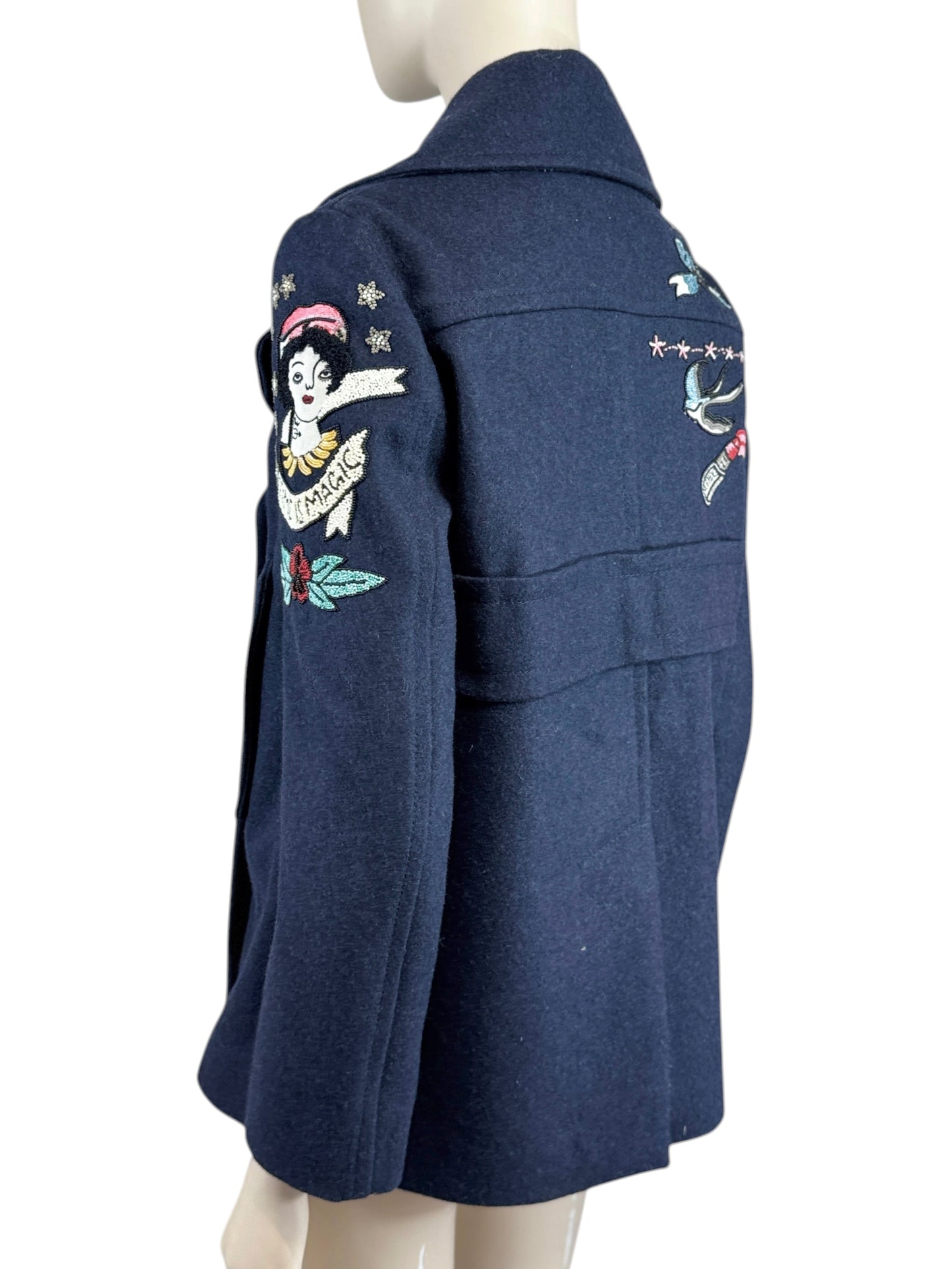 Valentino Pierpaolo Piccioli Prefall 2016 Navy embroidered peacoat