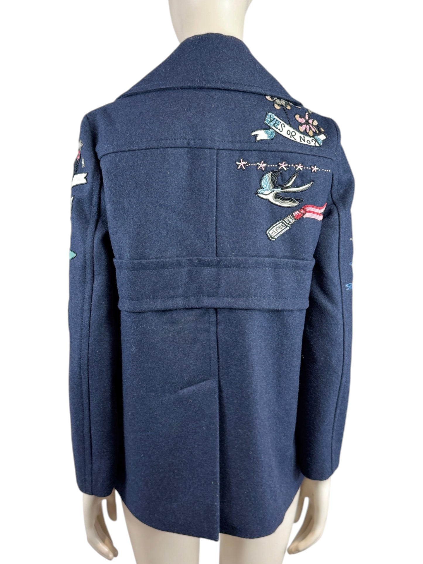 Valentino Pierpaolo Piccioli Prefall 2016 Navy embroidered peacoat